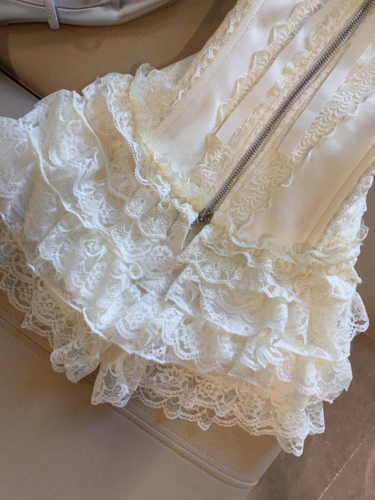 Conjunto de Top de Renda Cute  - Lace Trim Cami avaliação e preço