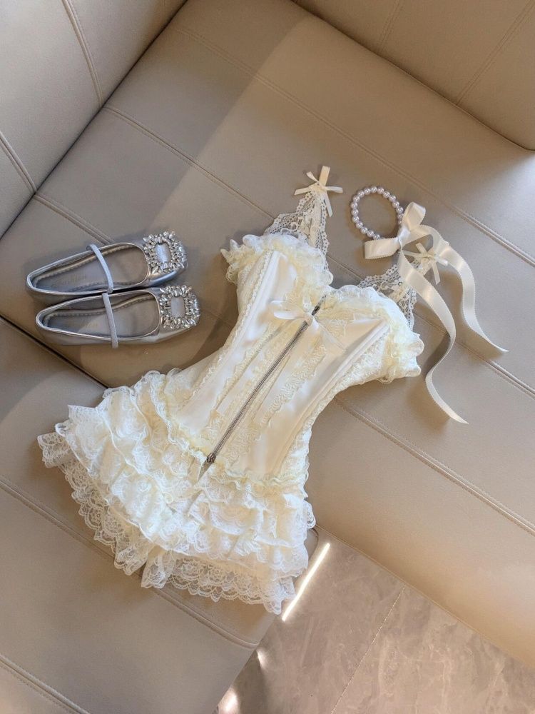 Conjunto de Top de Renda Cute  - Lace Trim Cami avaliação e preço