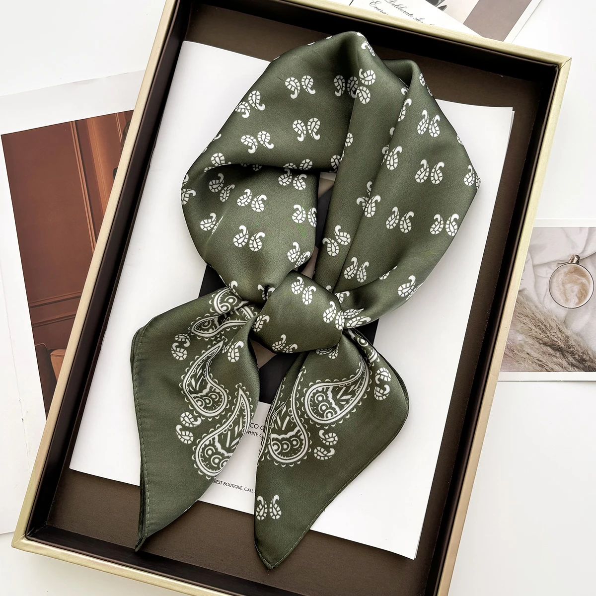 Lenço quadrado de cetim macio  - Women Fashion Necktie avaliação e preço