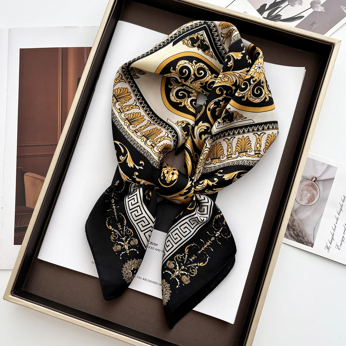 Lenço quadrado de cetim macio  - Women Fashion Necktie avaliação e preço