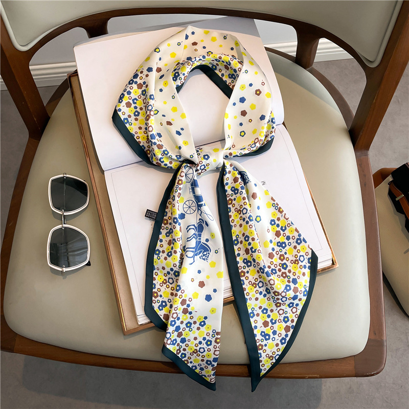 Lenço Longo de Seda Estampado  - Women Fashion Necktie avaliação e preço