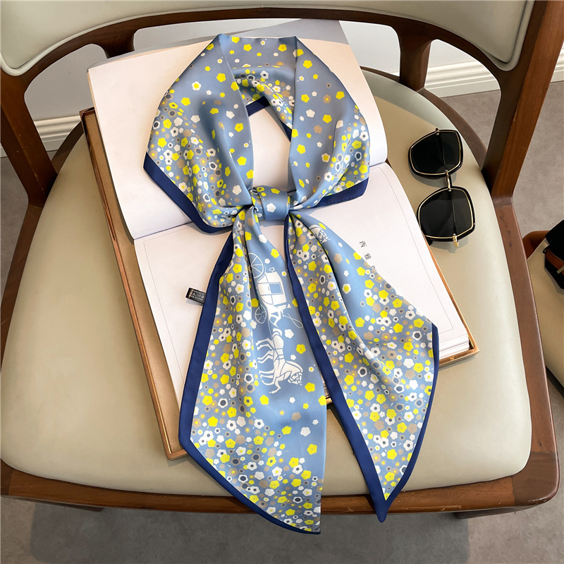 Lenço Longo de Seda Estampado  - Women Fashion Necktie avaliação e preço