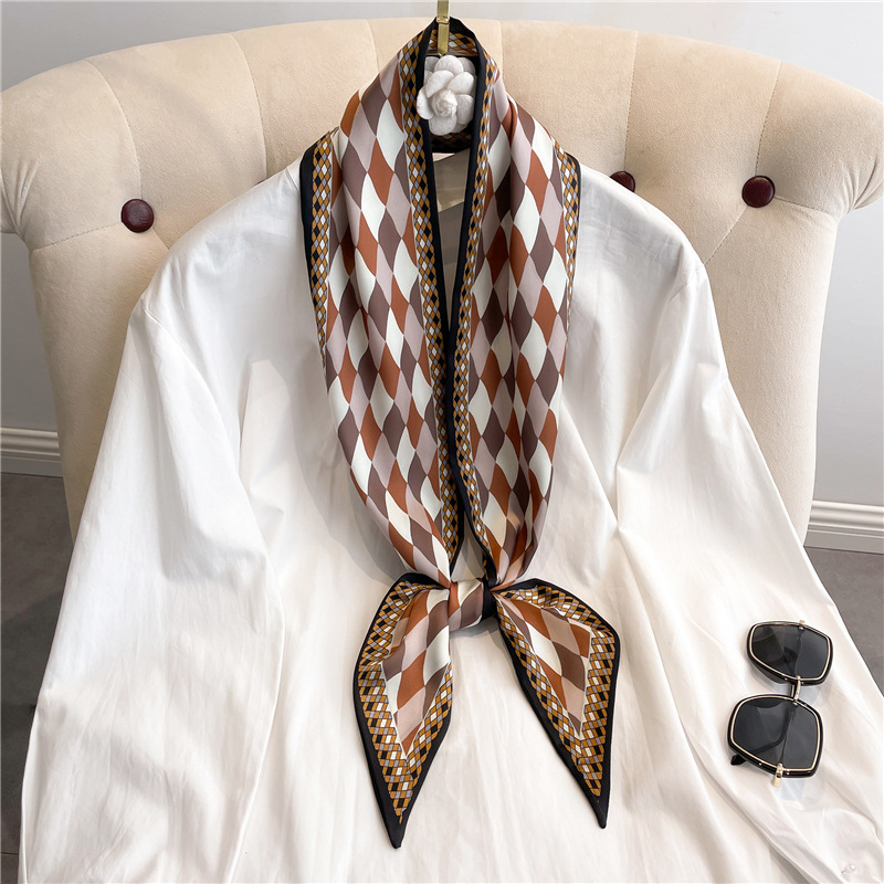 Lenço Longo de Seda Estampado  - Women Fashion Necktie avaliação e preço