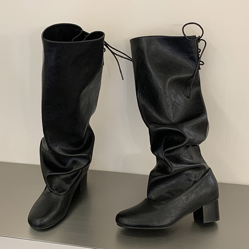 Botas de cano alto com cadarço - Women'S Fashion Knee High Boots avaliação e preço