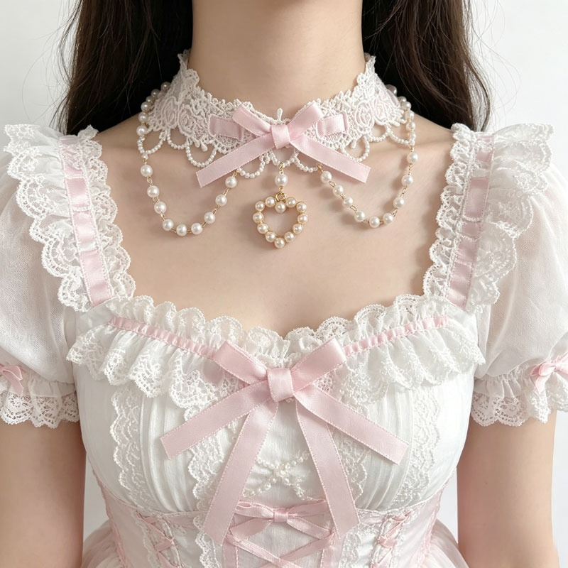 Colar de Pérolas Lolita com La - Women Fashion Photoshoot avaliação e preço