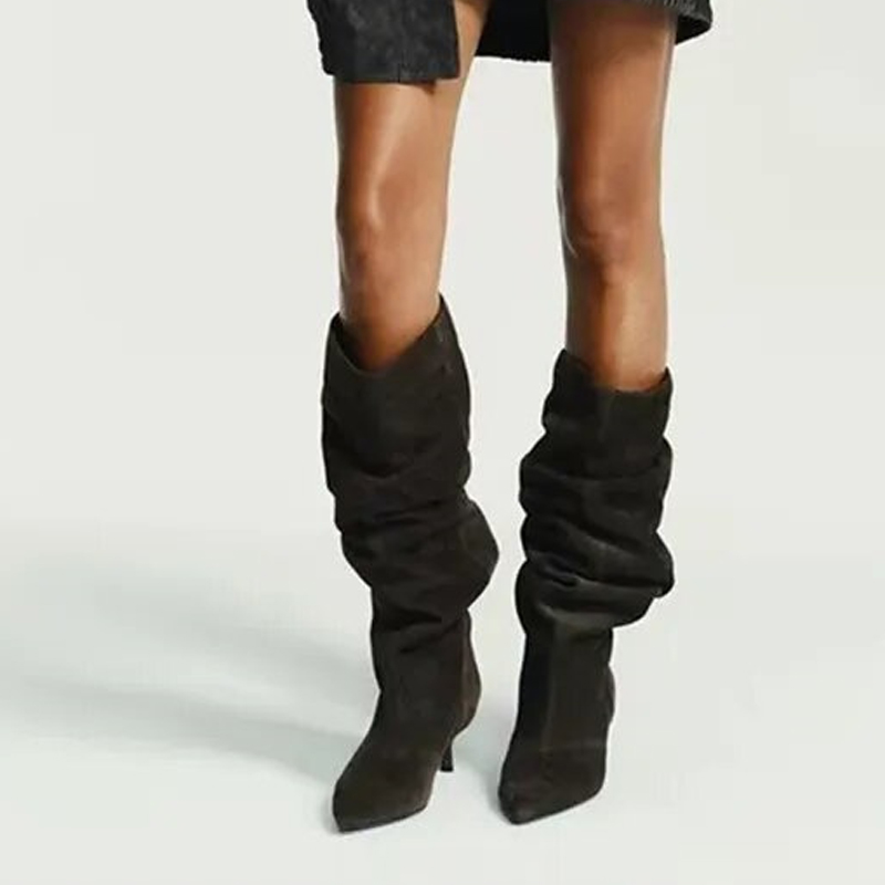 Liyke pista moda plissado camu - Women'S Fashion Knee High Boots avaliação e preço