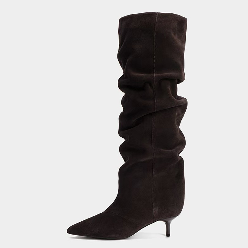 Liyke pista moda plissado camu - Women'S Fashion Knee High Boots avaliação e preço