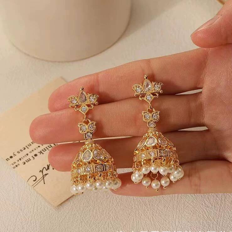 Brincos Indianos Luxuosos e Ch - Women'S Fashion Korea avaliação e preço